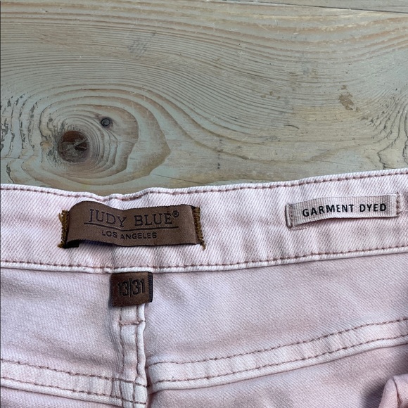 Judy Blue Light Pink Distressed Flare Jeans - Picture 2 of 4